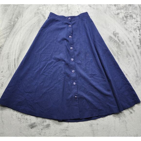 Unbranded Dresses & Skirts - Vintage 70s Midi Skirt Women 13/14 Button Front A-Line Circle Preppy Cottagecore